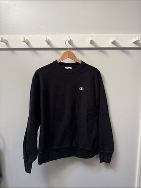 Champion Black Crewneck Sweatshirt with Small Logo